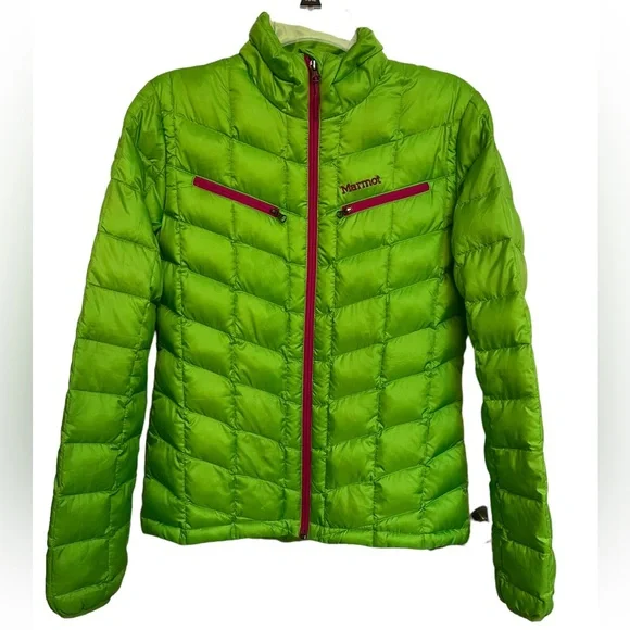 Women’s lime green Marmot down jacket. Size M - Picture 1 of 7